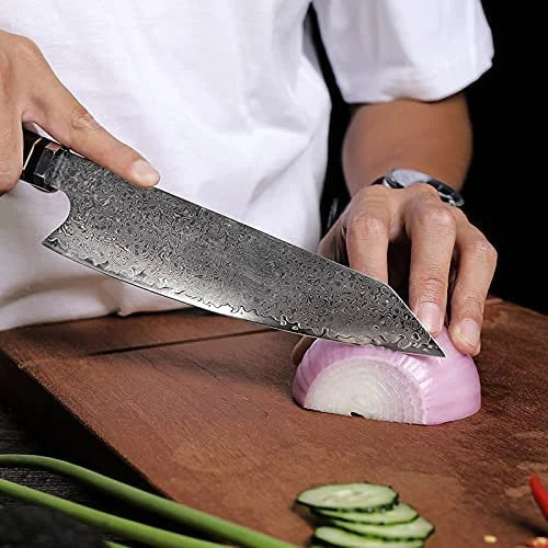 Personalized 8" VG10 Damascus Kitchen Kiritsuke Knife – Ebony Resin Wood Handle