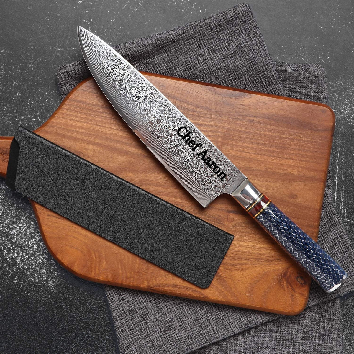 Personalized 8″ Damascus Chef Knife – Honeycomb Resin Handle