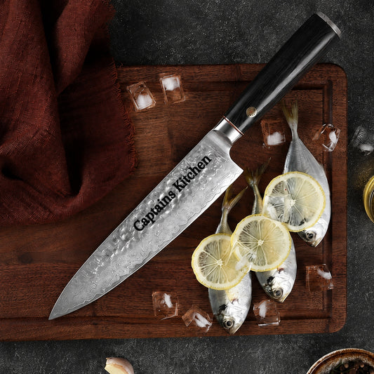 Personalized 8" VG10 Damascus Chef Knife – Pakka Wood Handle