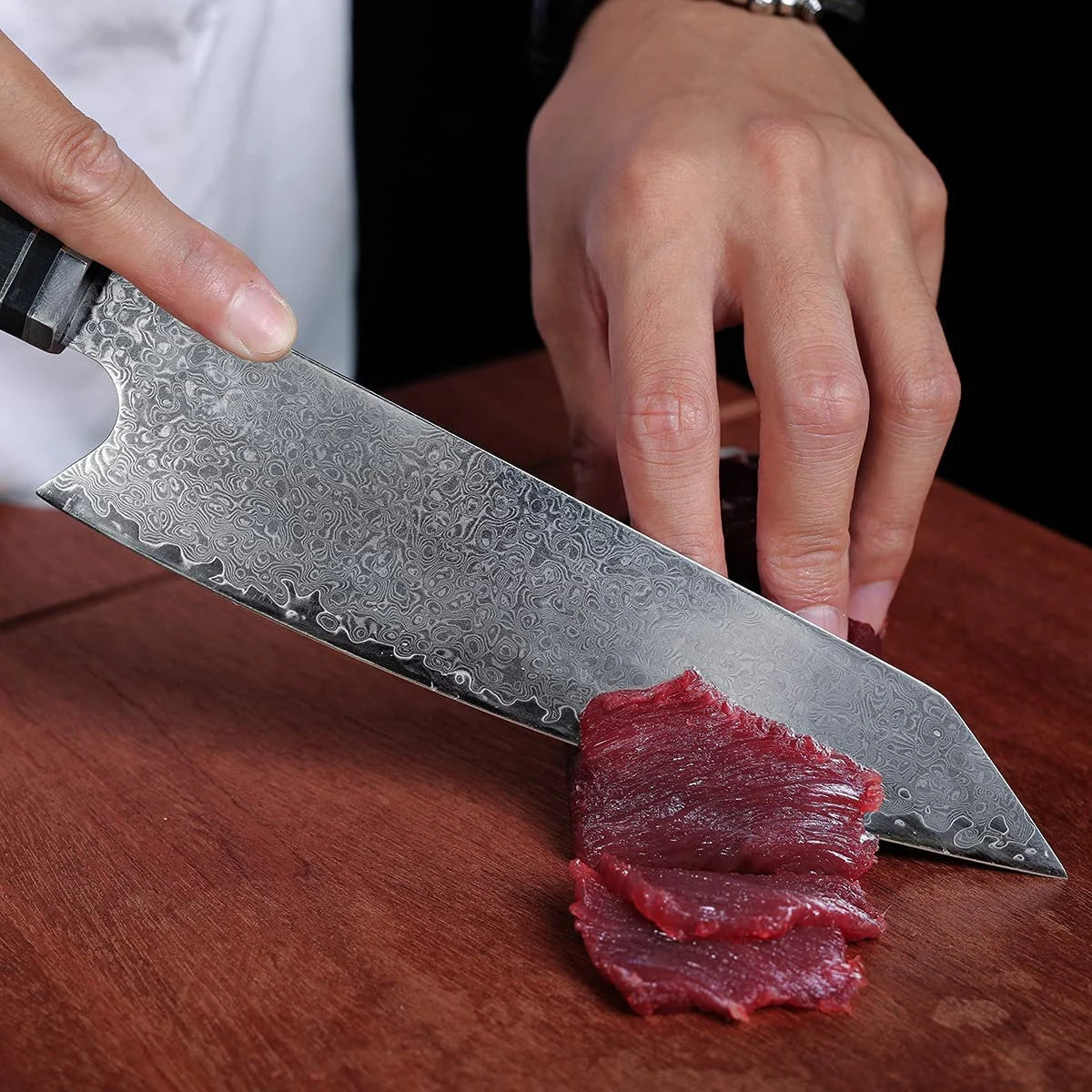 Personalized 8" VG10 Damascus Kitchen Kiritsuke Knife – Ebony Resin Wood Handle