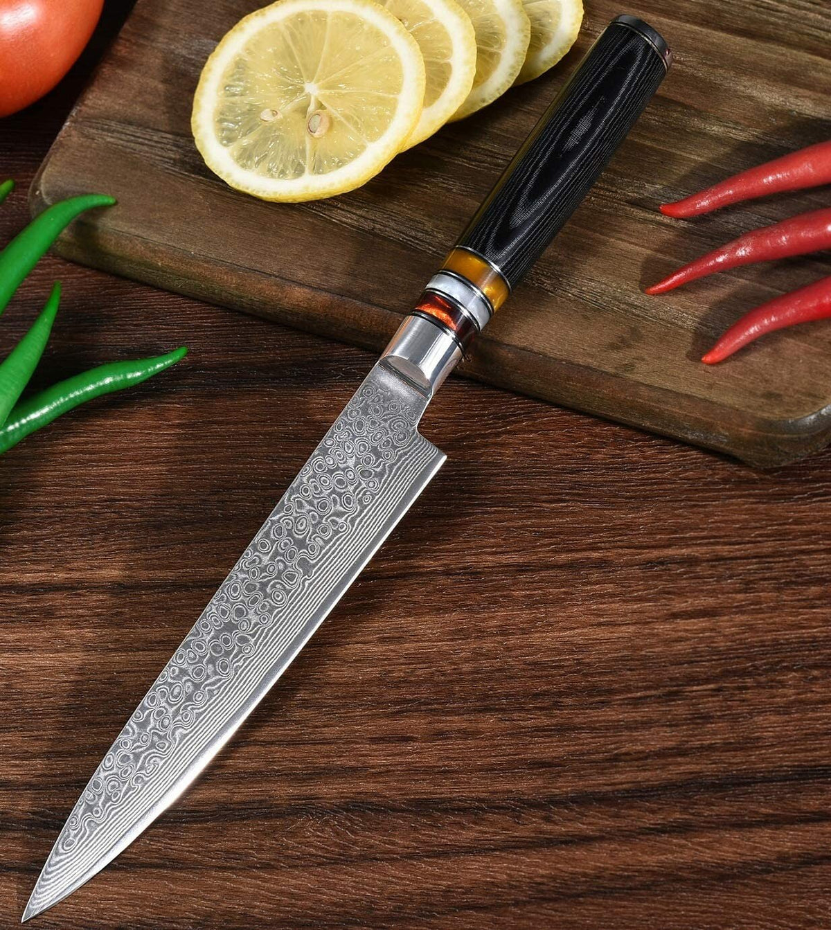 Personalized 6.3″ Damascus Paring Kitchen Knife – VG10 with Pakka Wood Handle