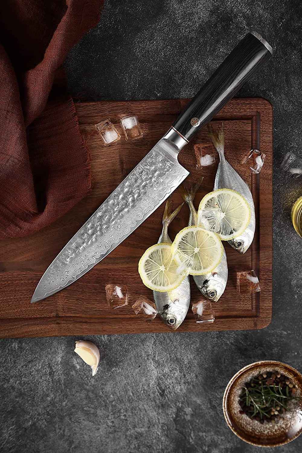 Personalized 8" VG10 Damascus Chef Knife – Pakka Wood Handle