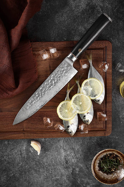 Personalized 8" VG10 Damascus Chef Knife – Pakka Wood Handle