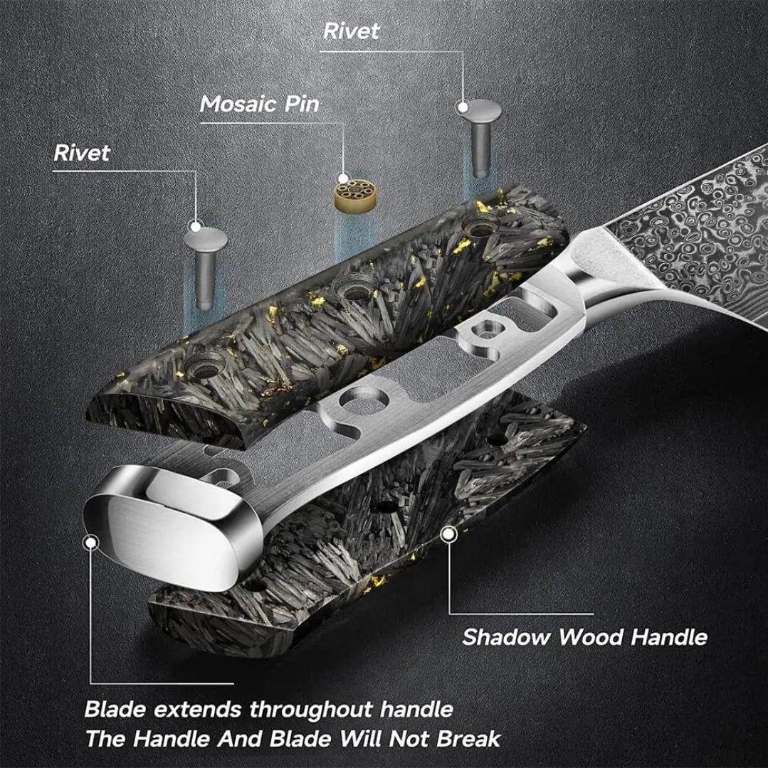 Personalized 8" Damascus Bread Knife – Black Gold G10 Handle