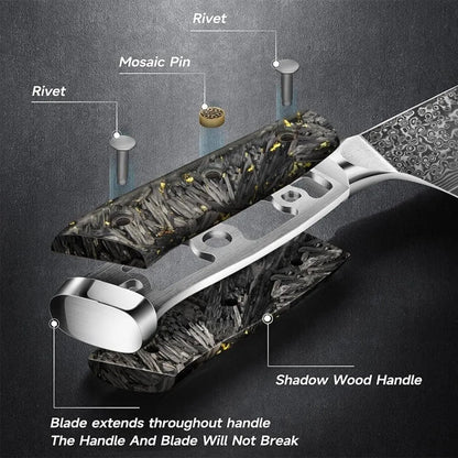 Personalized 8" Damascus Bread Knife – Black Gold G10 Handle