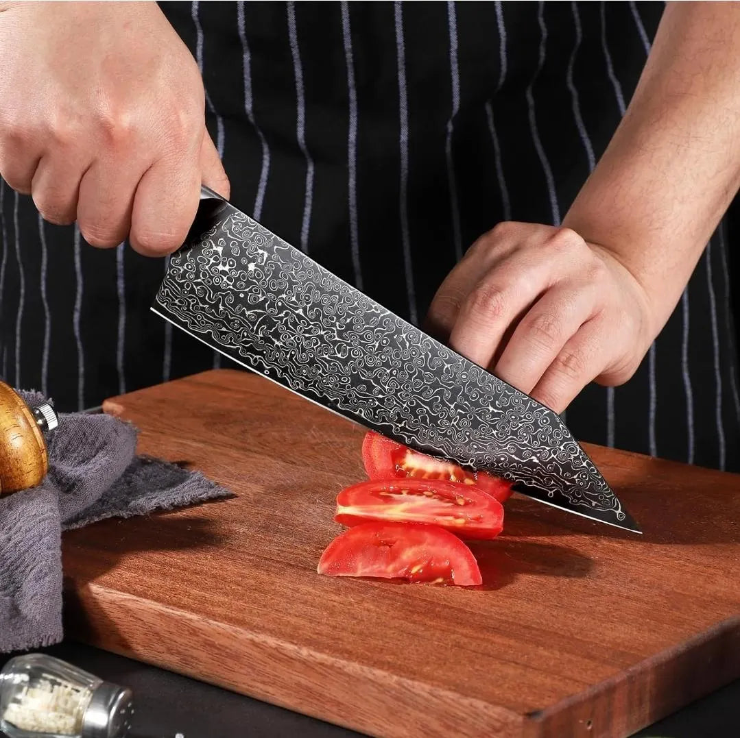 Personalized Kiritsuke Knife – 8.5" VG10 Damascus Blade with Walnut Handle
