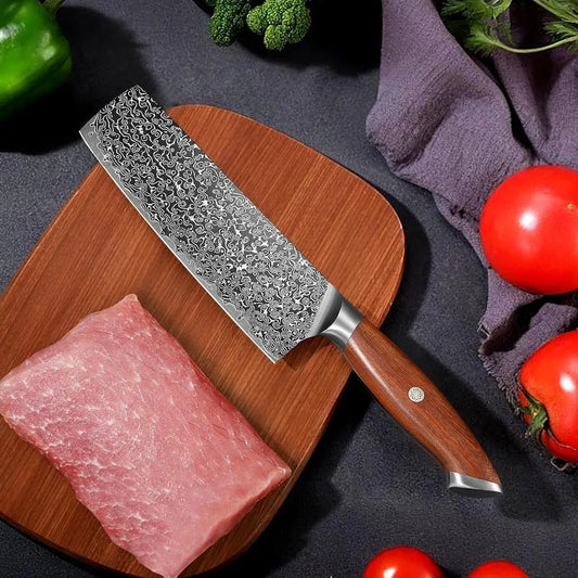 Personalized 7.1" Damascus Cleaver – Walnut Wood Handle