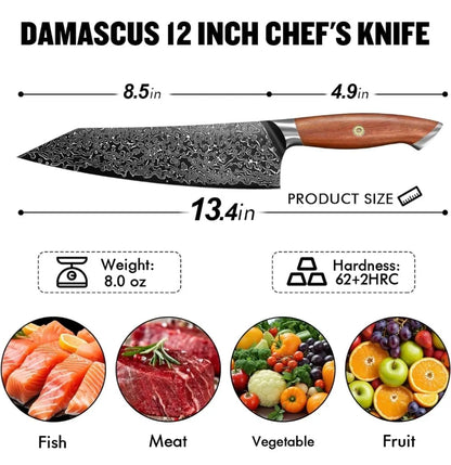 Personalized Kiritsuke Knife – 8.5" VG10 Damascus Blade with Walnut Handle