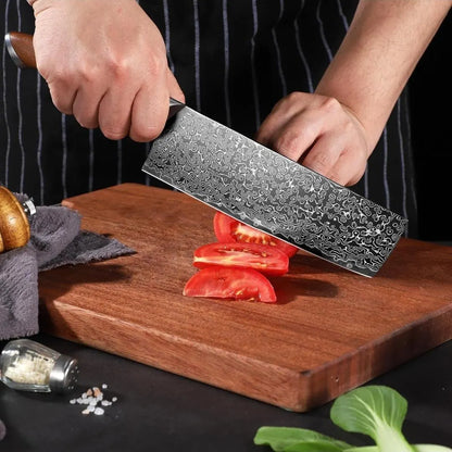 Personalized 7.1" Damascus Cleaver – Walnut Wood Handle