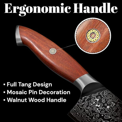 Personalized 7.1" Damascus Cleaver – Walnut Wood Handle