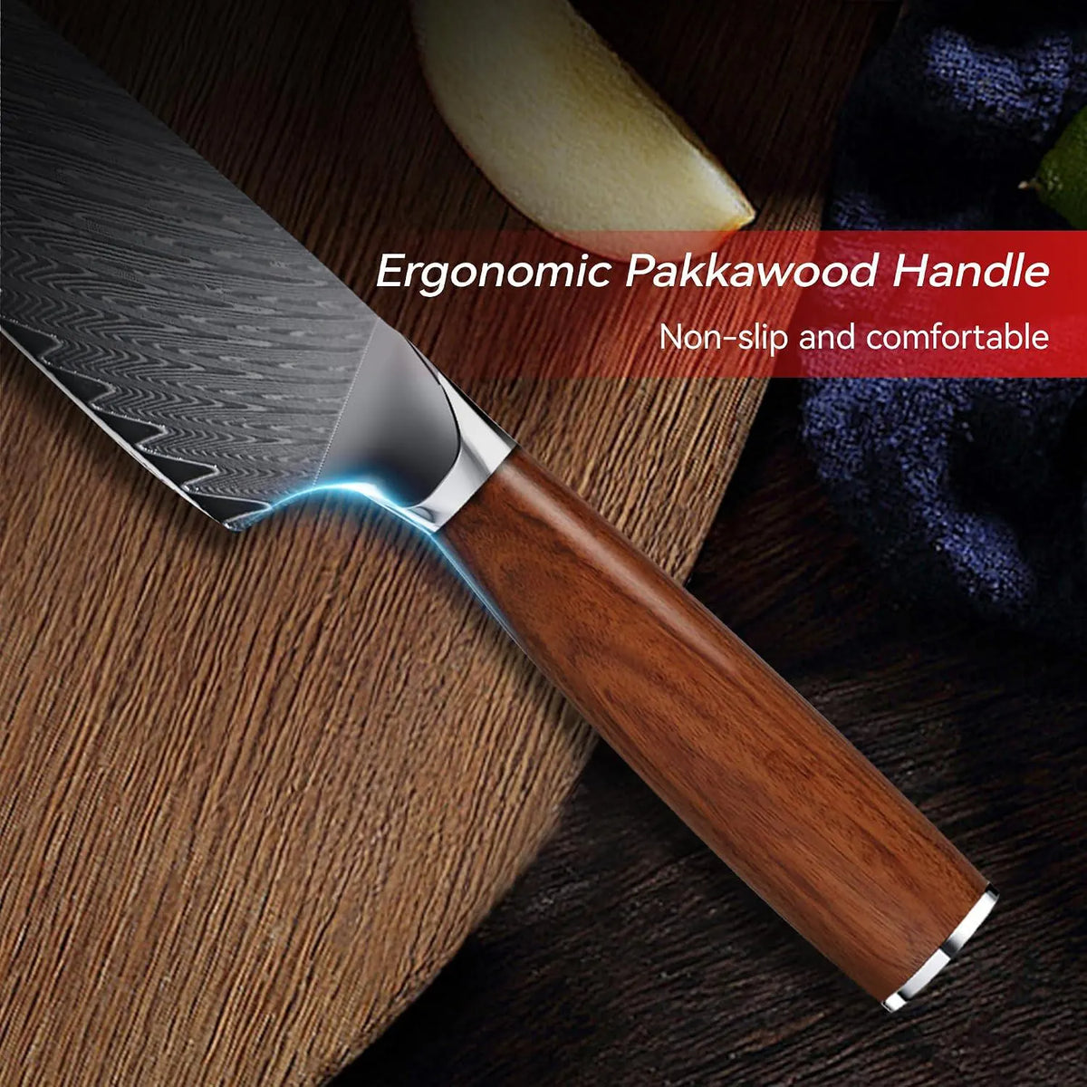 Custom Engraved 8" Damascus Chef Knife – Pakka Wood Handle