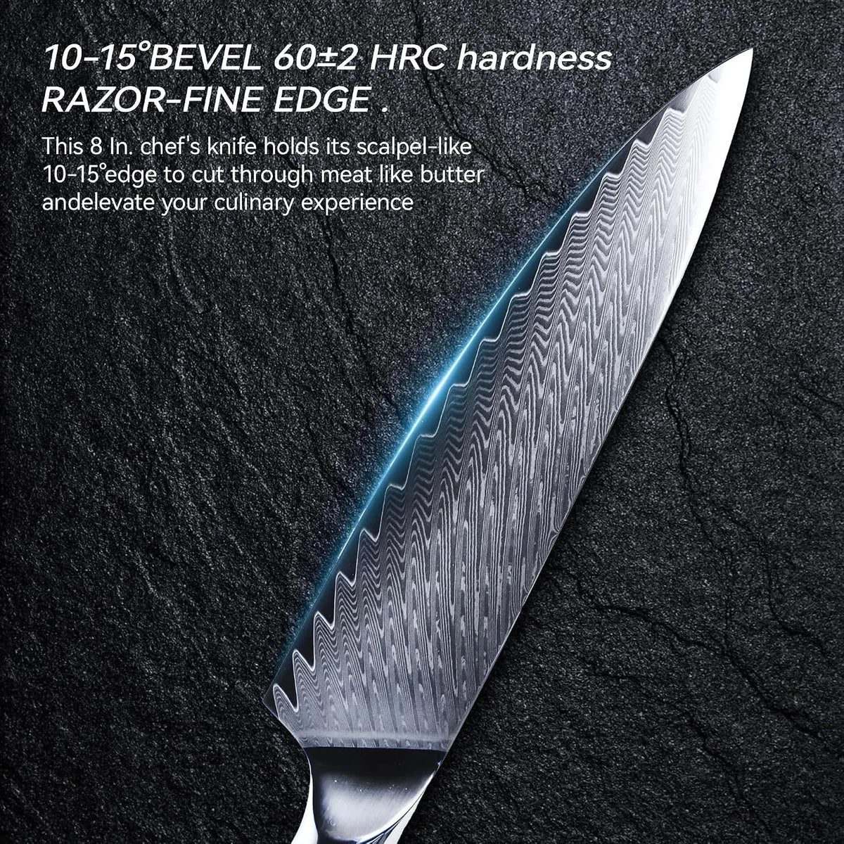Custom Engraved 8" Damascus Chef Knife – Pakka Wood Handle