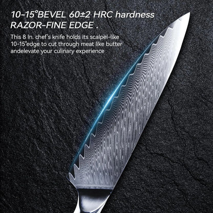 Custom Engraved 8" Damascus Chef Knife – Pakka Wood Handle